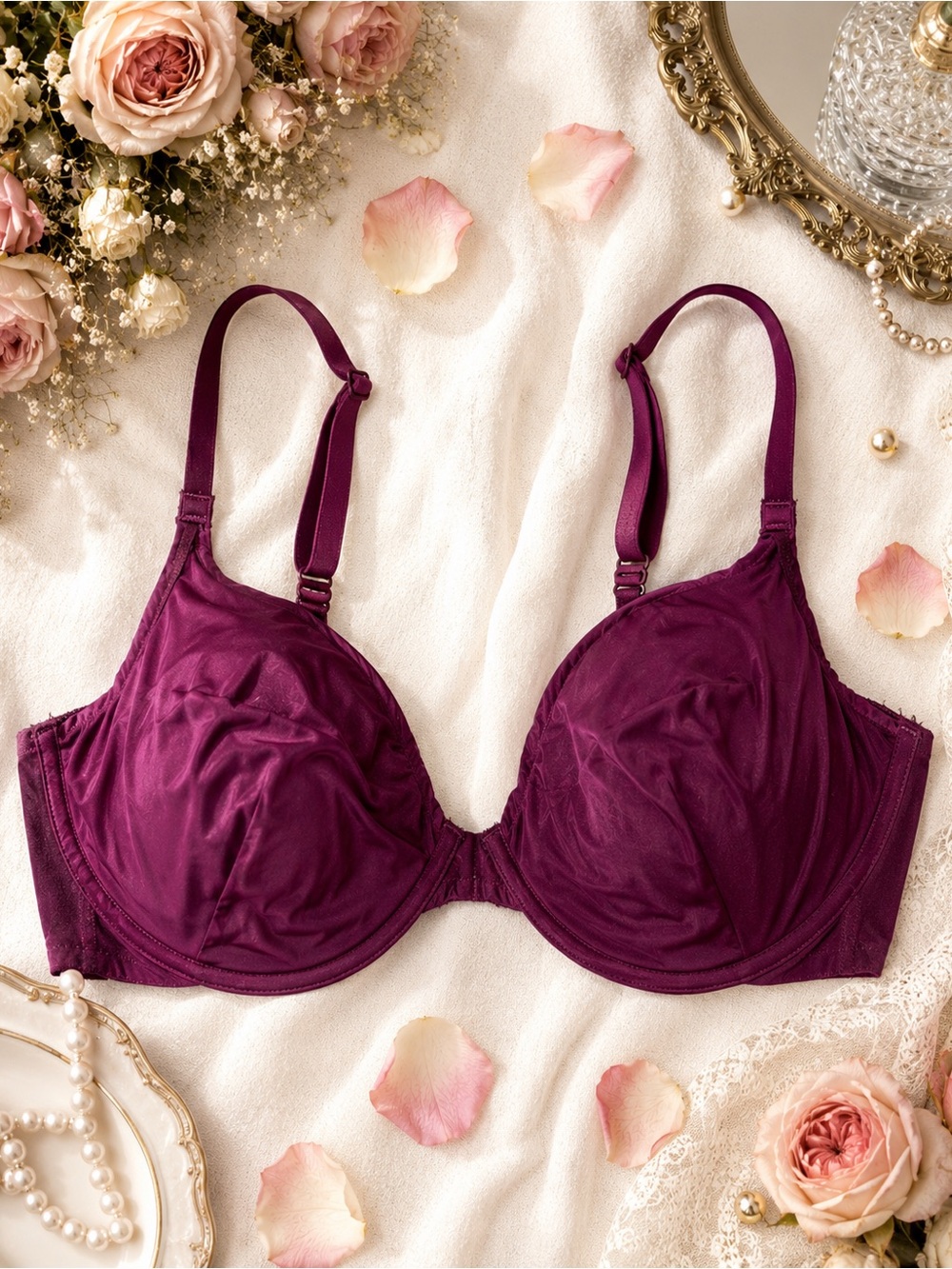 Victoria’s Secret Plum Purple Unlined Underwire Bra 34DD Burgundy Romantic Sexy